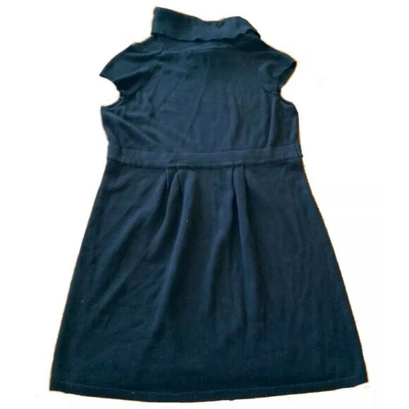 Navy Blue Cowl Neck Cap Sleeve Knit Dress By J.J. Always Size L 100% Acrylic - Picture 3 of 3